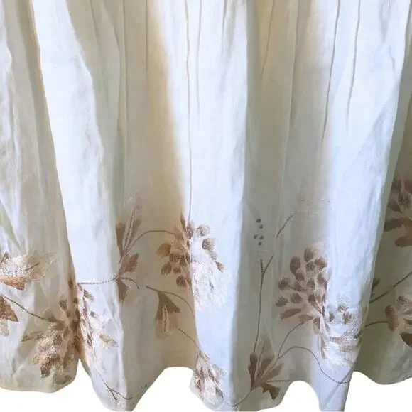 Antonio Melani Linen Sleeveless Floral Beige Cream Tan Shift Dress 6 Embroidery - Picture 9 of 14
